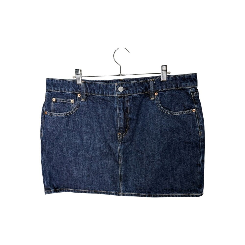 GAP Dark Wash Denim Mini Skirt Size 33 16 Tall Classic 5 Pocket Cotton Jean